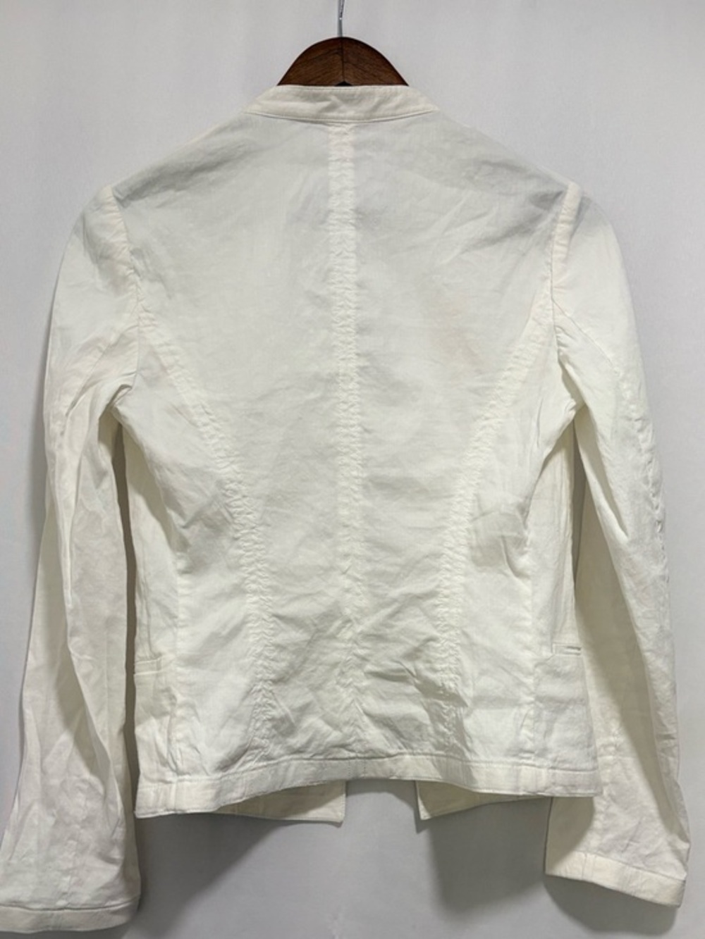 Theory Eco Crunch Wash White Open Front Linen Blend Blazer Small - Picture 3 of 6